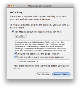 I believe crash reports should be worth reading - Rob Cottingham